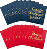 Pack of 16 in 2 Text Based Designs, Gold, Red, Blue Multipack Christmas Cards