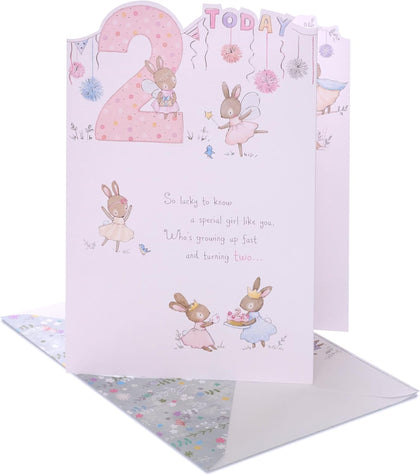 Bunny Design Special Girl 2nd Kids Birthday Card