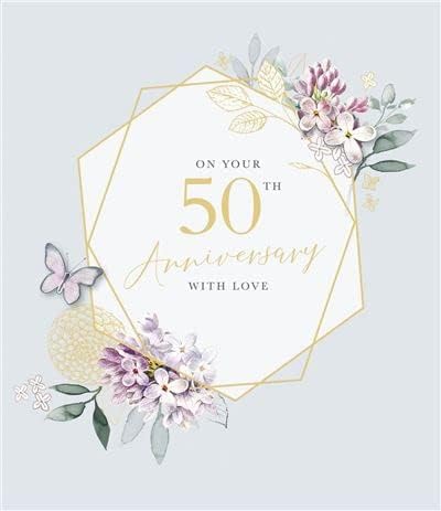 Geometric Floral Design Happy Golden 50 Years Anniversary Card