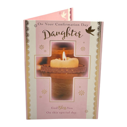 Daughter On Your Confirmation Cross & Candle Design Religious Card