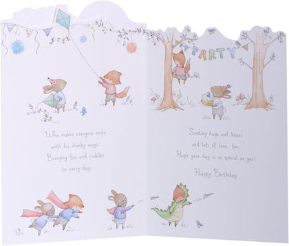 Cute Design 2nd Birthday Card For Boy