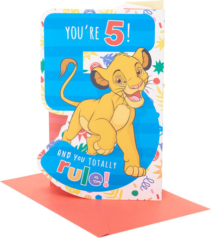 Disney The Lion King Simba Pop-Up Design 5th Birthday Card