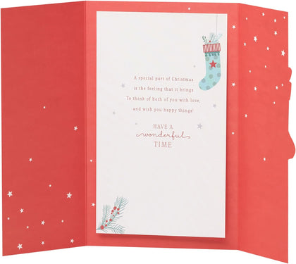 Red Stocking Design to Both of You Christmas Card