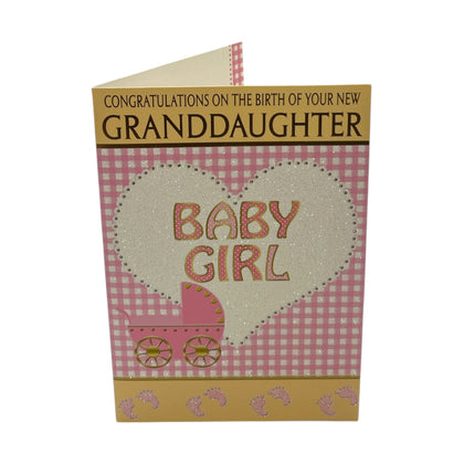 On Birth Of New Granddaughter Pink And Yellow Congratulations Card