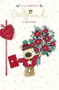 Boofle Holding Big Bouquet Girlfriend Christmas Card