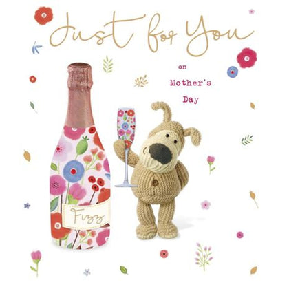 Boofle Next To A Bottle Just For You Mother's Day Card