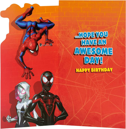 Marvel Spider-Man Grandson Birthday Card with Badge