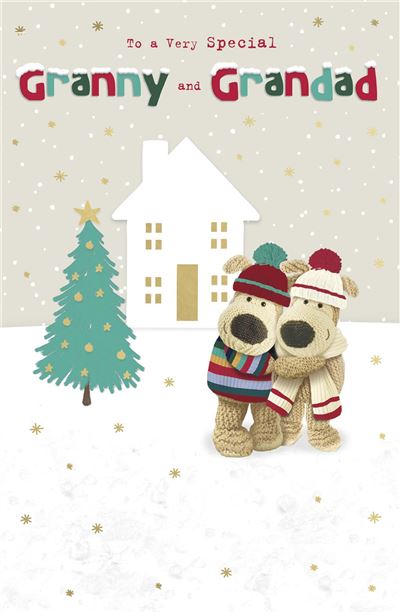 Boofle in Snowscene Granny and Grandad Christmas Card