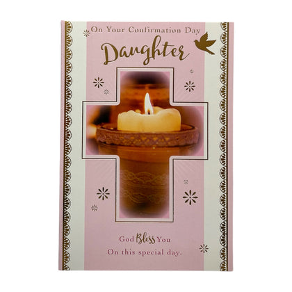 Daughter On Your Confirmation Cross & Candle Design Religious Card