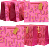 Pink Happy Birthday Design Multipack Of 6 Large Gift Bags With Tags