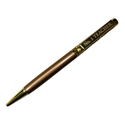 No.1 Teacher Captioned Gold Leaf Ballpoint Gift Pen