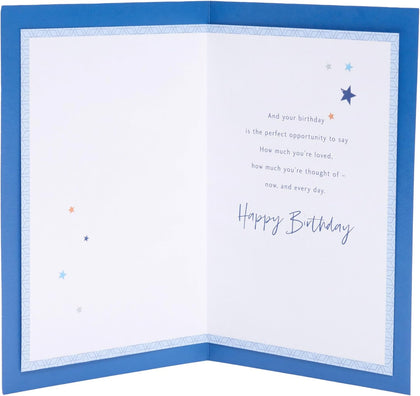 Blue & Gold Cake Design Thinking of You Range Grandson Birthday Card