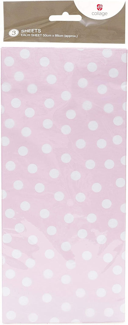 Pink & White Polka Design 3 Sheets of Tissue Paper for Her