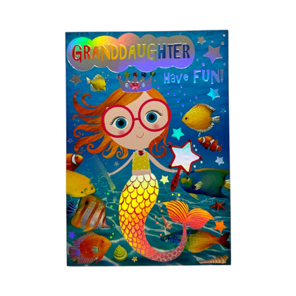 To Granddaughter Trendy Pops Mermaid Princess Design Birthday Card