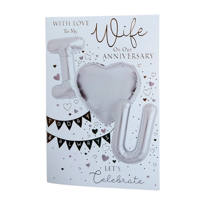 With Love to my Wife Happy Anniversary Balloon Boutique Greeting Card