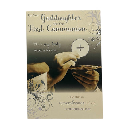 For You Goddaughter First Communion Cross Design Religious Card