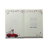 To My Husband Teddy In Red Car Foil Finished Design Birthday Card