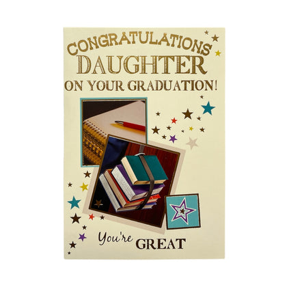 Congratulations Daughter You're Great Books Design Graduation Card