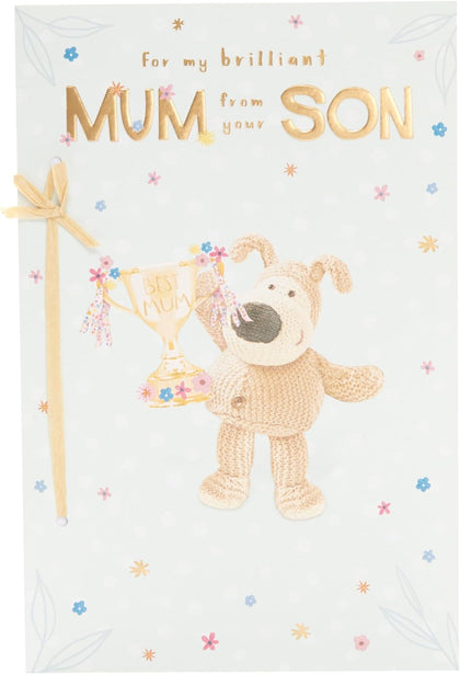 For Brilliant Mum From Son Boofle With Prize Design Mother's Day Card