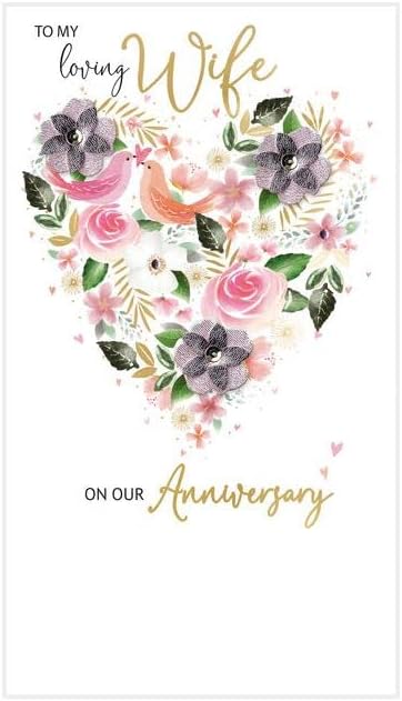 Embellished Hand-Finished Wife Anniversary Greeting Card