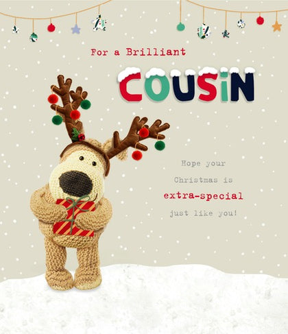 Boofle with Reindeer Hat Cousin Christmas Card