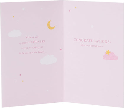 Pink Cloud Design New Baby Girl Congratulations Card