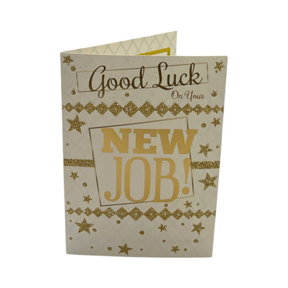 Good Luck On Your New Job Gold Stars Design Card