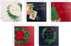 Pack of 30, 5 Festive Wreath Designs Boxed Christmas Cards