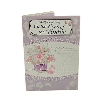 With Sympathy On Loss of Your Sister Flower Pot Design Card