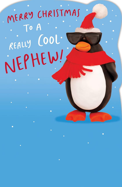 Crackers Really Cool Funny Penguin Design Nephew Christmas Card