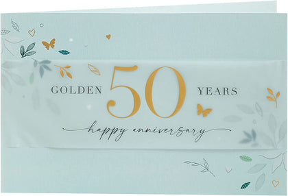 Leaves Design 50th Anniversary Card