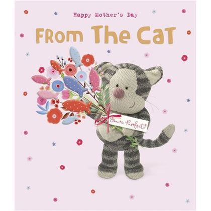 From Puddy Cat Holding a Bouquet Mother's Day Card