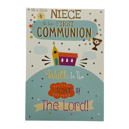 For Niece Walk In The Light Of Lord First Communion Religious Card