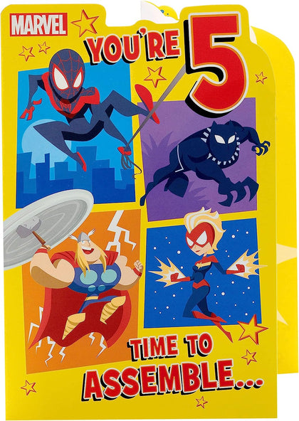 Marvel Cartoon Design 5th Birthday Card