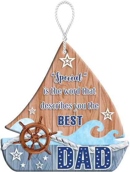 DAD HeartFelts Boat Shaped Hanging Plaque