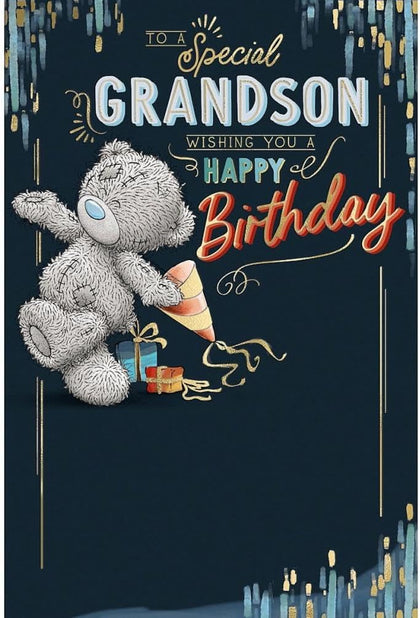 Bear With Headphones On Grandson Birthday Card