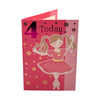 Age 04 Juvenile Girl Dancing Pink Birthday Card