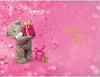 Bear And Pink Spotty Gift 14th Birthday Card