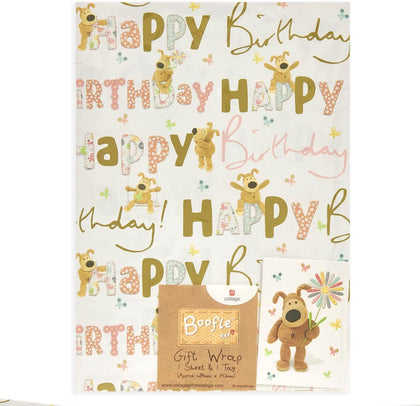 Boofle  Cute Design 5 Sheets of Wrapping Paper and 5 Tags