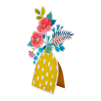 Die Cut Yellow Vase Design Magical Botanicals Paper Flowers Open Blank Card