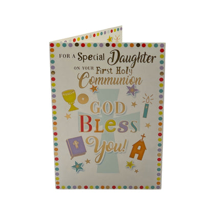 For Daughter First Holy Communion Religious Greeting Card