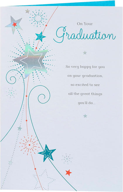 Blue Starry Design Graduation Congratulations Card