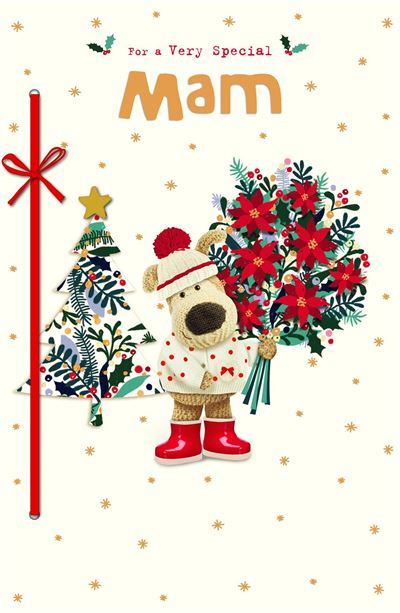 Boofle Holding Bouquet Mam Christmas Card