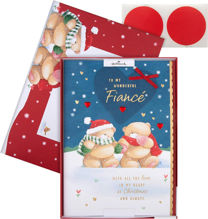 Cute Forever Friends Winter Love Design Boxed Christmas Card for Fiancé