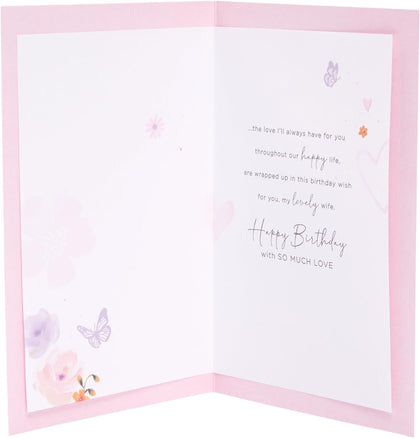 Pink & Gold Design Wife Birthday Card