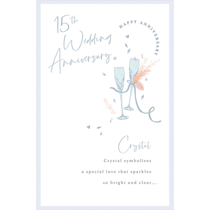 15TH CRYSTAL WEDDING ANNIVERSARY GREETINGS CARD