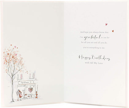 Sentimental Verse, Illustrated Design with Ribbon Wife Birthday Card 