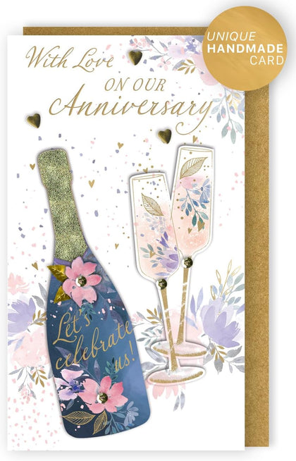 Bubbly Blooms With Love On Our Anniversary Hand-Finished Card