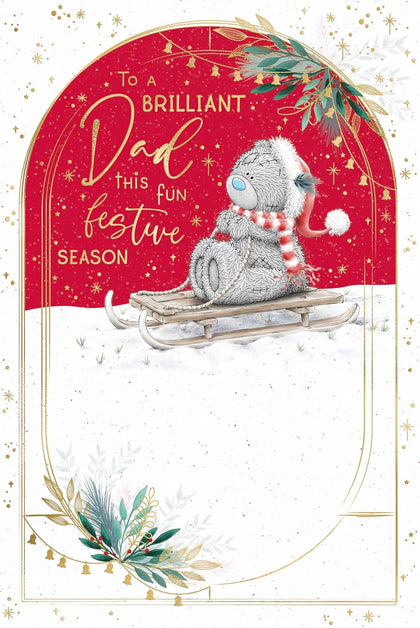 Bear On Sledge Dad Christmas Card