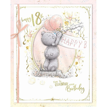 Bear Tying Banner To Tree 18th Birthday Card